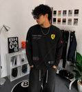 SCUDERIA RACING WAFFLE FULL-SLEEVE T-SHIRT – BLACK