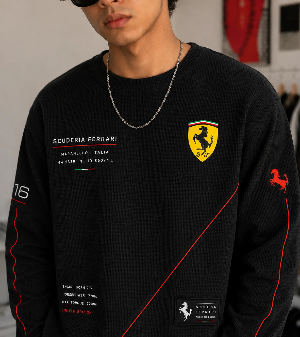 Scuderia Ferrari Racing Graphic Black Sweatshirt – Premium Streetwear