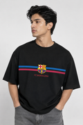 Barcelona Stripe Oversized Black Tee