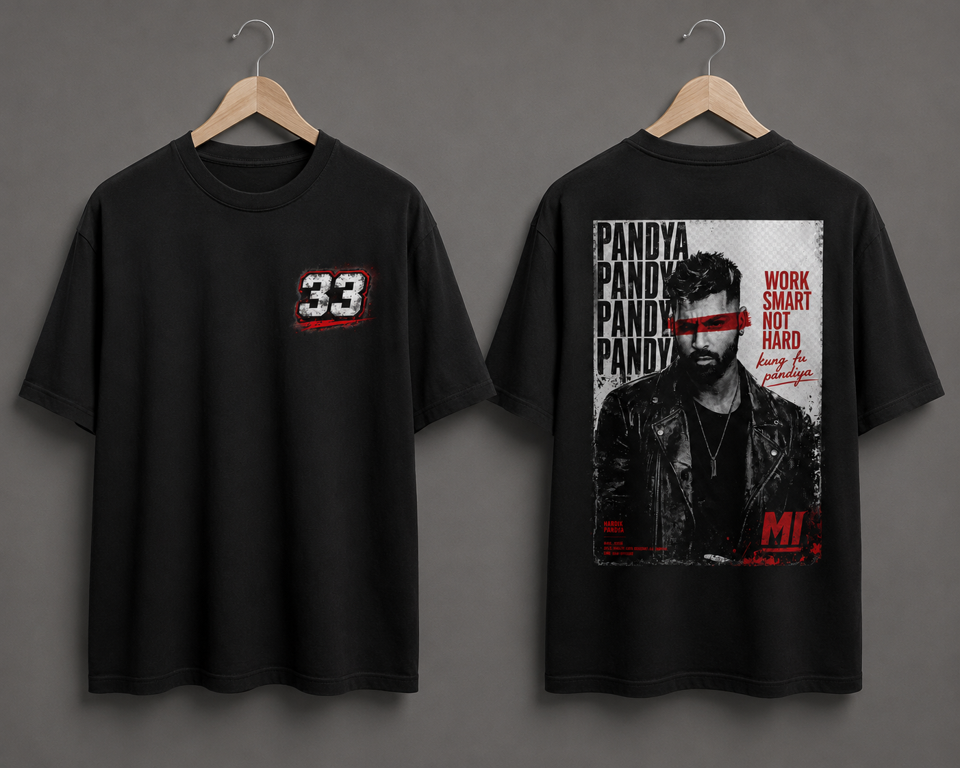 Hardik Pandya Inspired Oversized Black Graphic T-Shirt – Kung Fu Pandiya.