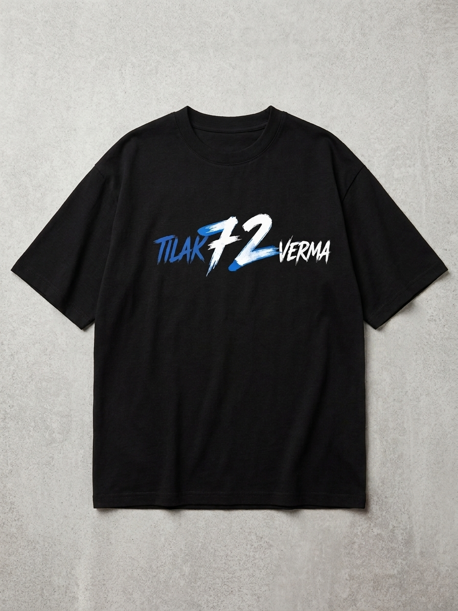 TILAK VERMA 72 - Fan Edition Oversized Black – 220 GSM Premium Cotton.