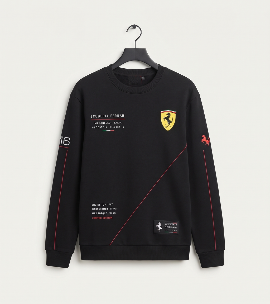 Scuderia Ferrari Racing Graphic Black Sweatshirt – Premium Streetwear