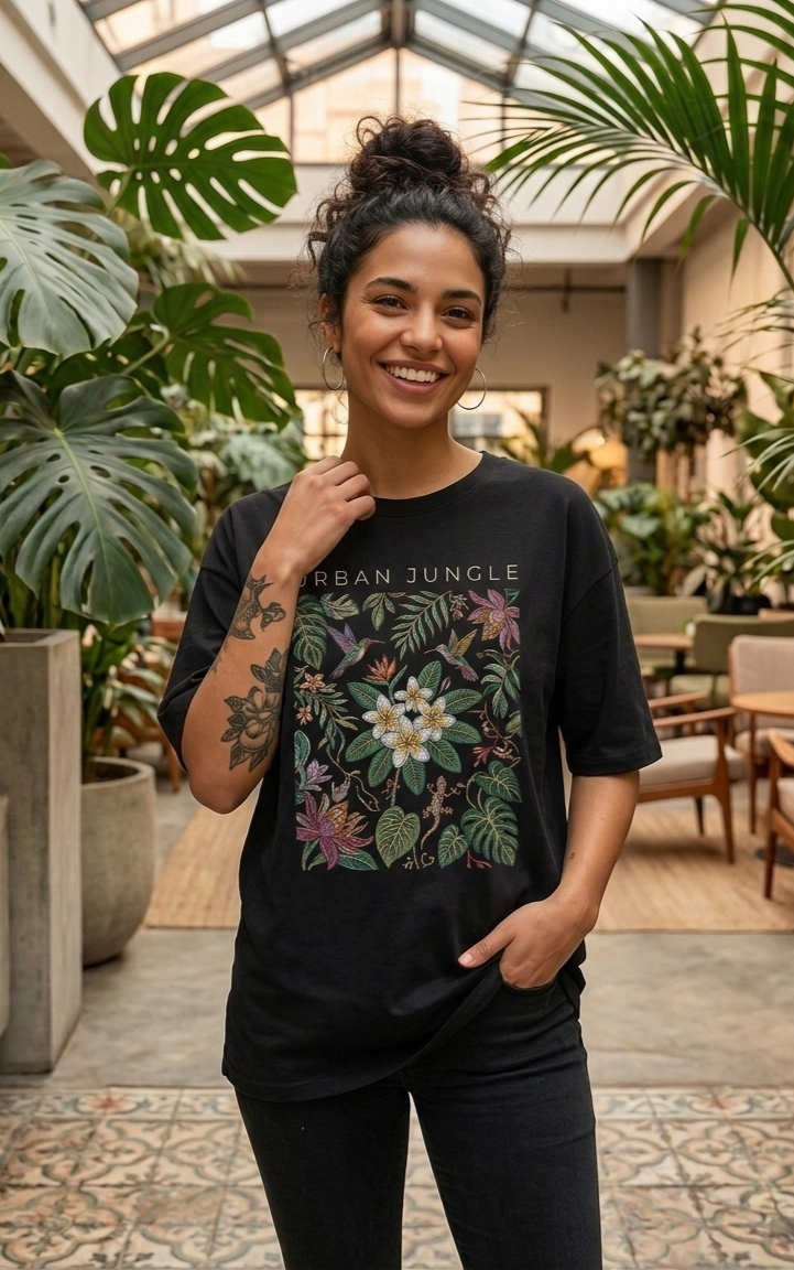Urban Jungle Oversized T-Shirt Black for Women 100%Premium Cotton