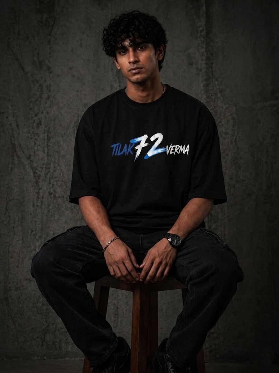 TILAK VERMA 72 - Fan Edition Oversized Black – 220 GSM Premium Cotton.