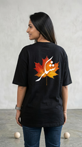 The Shukr Autumn Maple Oversized Black T-Shirt 100% Cotton