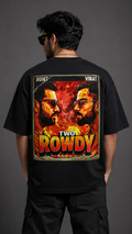 Rohit x Virat Two Rowdy Oversized Black Graphic T-Shirt Edition 100% Cotton