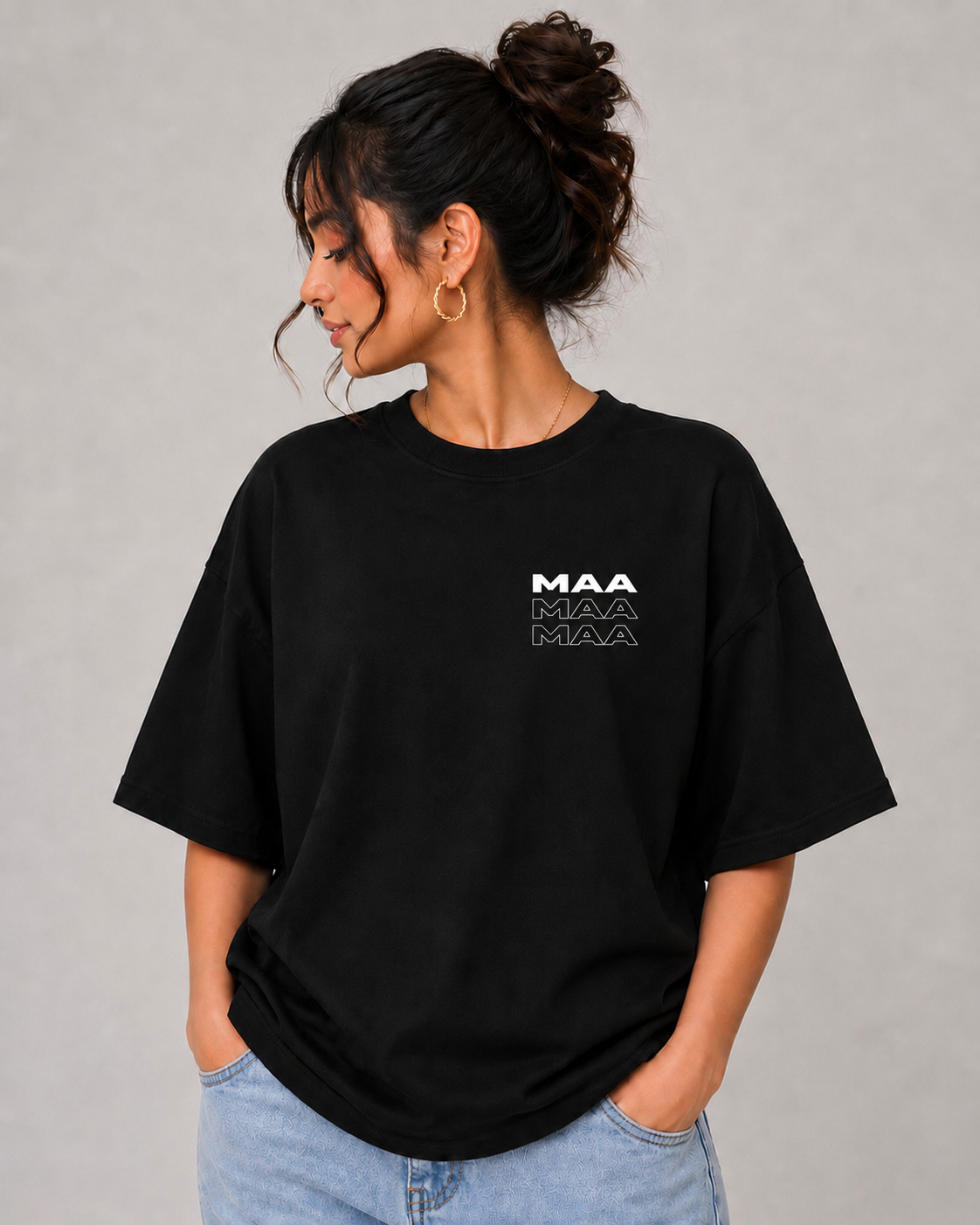 "Maa" Graphic Oversized Black T-Shirt – Customizable.