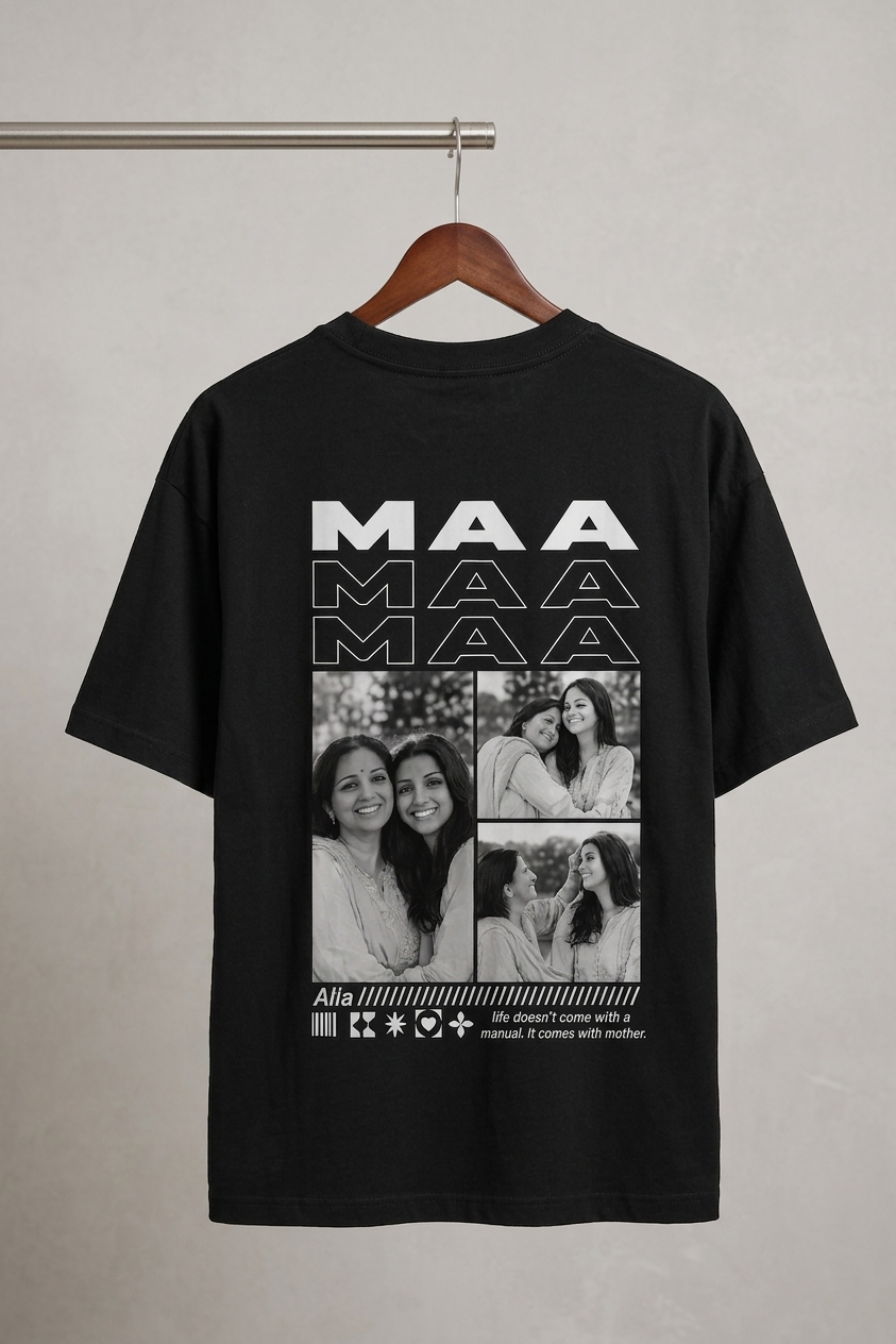 "Maa" Graphic Oversized Black T-Shirt – Customizable.