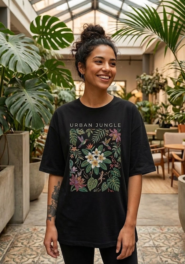 Urban Jungle Oversized T-Shirt Black for Women 100%Premium Cotton