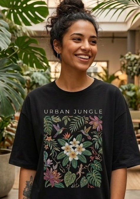 Urban Jungle Oversized T-Shirt Black for Women 100%Premium Cotton