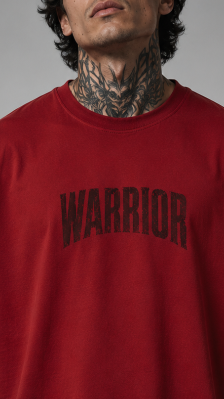 Warrior Oversized Red Graphic T-Shirt – 100% Premium Cotton Streetwear Print Tee