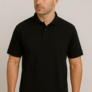 Black Polo T-Shirt Premium Matty fabric 100% Cotton 220 GSM