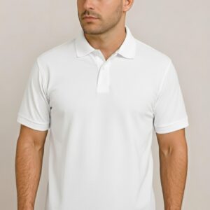 White Polo T-Shirt Premium Matty fabric 100% Cotton 220 GSM