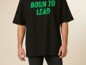 BORN TO LEAD – Black Graphic Printed Oversized T-Shirt 100% Premium  Cotton, 220 GSM