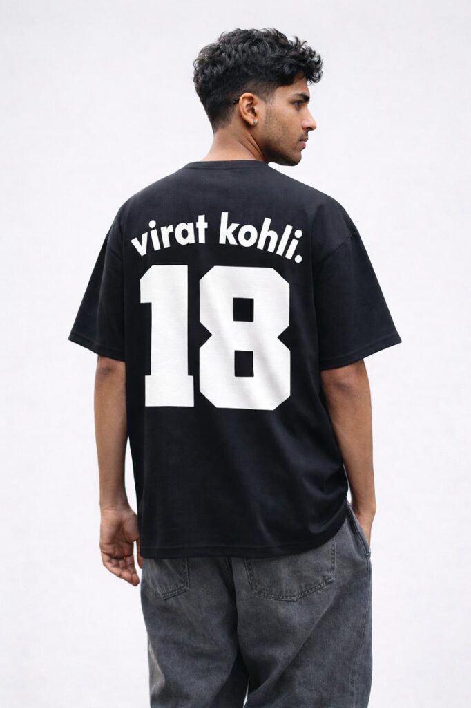 Virat Kohli 18 Legacy T-Shirt Oversized Black  – 220 GSM Premium Cotton