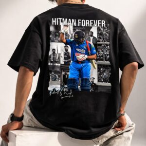Rohit Sharma Signature T-Shirt “The Hitman” Oversized Black – 220 GSM Premium Cotton