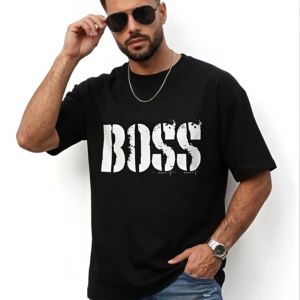 BOSS Oversized Black T-Shirt 100% Premium Cotton, 220 GSM