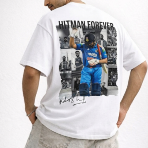 Rohit Sharma Signature T-Shirt “The Hitman” Oversized White – 220 GSM Premium Cotton